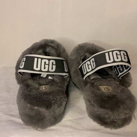 UGG gray fuzzy slides. Used in good condition. - Picture 3 of 4